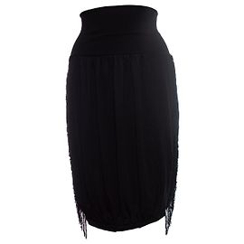 Autre Marque Sorelle Paul e Joe, Gonna midi nera con frange Nero