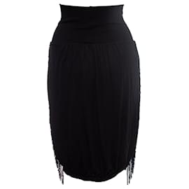 Autre Marque-Paul & Joe sisters, Black midi skirt with fringes-Black