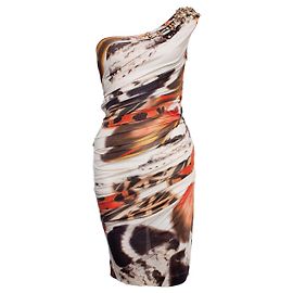 BLUMARINE, Vestido drapeado de un hombro Multicolor
