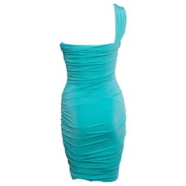 Blumarine-BLUMARINE, Turquoise one shoulder dress-Blue