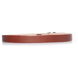 Valentino-Valentino Garavani, Brown leather V buckle belt-Brown