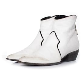 Autre Marque-Elena Iachi, White leather ankle boots-White