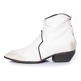 Autre Marque-Elena Iachi, White leather ankle boots-White