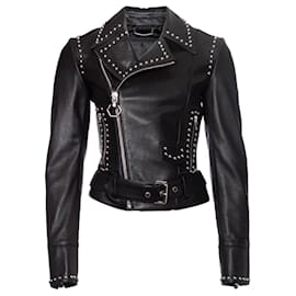 Philipp Plein-Philipp Plein, Studded leather biker jacket-Black
