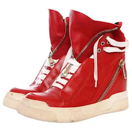 Autre Marque-Elena Iachi, High-Top-Sneaker aus rotem Leder.-Rot