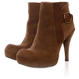 Pedro Garcia, brown suede platform boots. Brown