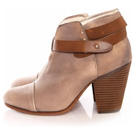 Rag & Bone-RAG & BONE, brown/grey coloured Harrow waxed suede ankle boots in size 38.-Brown