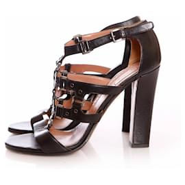 Alaïa-Alaia, Black leather sandals.-Black