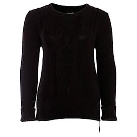 The Kooples-THE KOOPLES, black cable knit sweater.-Black