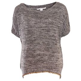 Autre Marque Diane von Furstenberg, top de lã cinza com corrente dourada e 2 bolsos no tamanho P/XS. Cinza