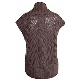 American Vintage-VINTAGE AMÉRICAIN, gilet tricoté fait main gris-Gris