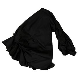 Autre Marque Petersyn asymmetric ruffle blouse black cotton Black