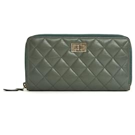 Chanel-2.55 long wallet khaki grey-Kaki