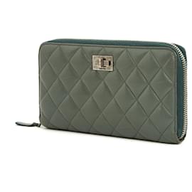 Chanel-2.55 portafoglio lungo grigio kaki-Cachi