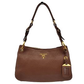 Prada Bolsa de ombro Prada em couro de bezerro Daino marrom - Ano 2020 Marrom