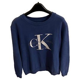 Moletom Calvin Klein de algodão azul com logotipo Azul