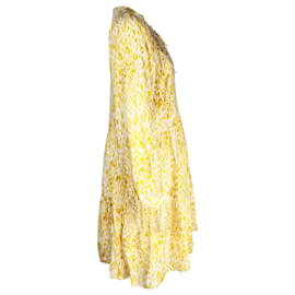 Anine Bing-Vestido Anine Bing Marigold Leo Madison em viscose amarela-Amarelo