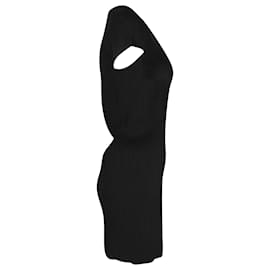 Anine Bing-Anine Bing Skylar Rib Knit Mini Dress in Black Viscose-Black