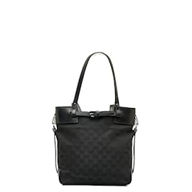 Gucci-La bolsa de asas de lona GG 107757-Negro