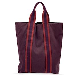 Hermès-Hermes Paris Vintage rote Leinwand Baumwolle Fourre Tout MM Bag Tote-Bordeaux