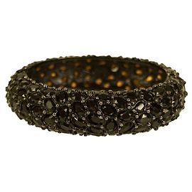 KENNETH JAY LANE Bracciale cabochon da donna con cerniera larga in cristallo nero e strass Nero
