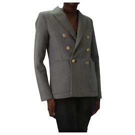 Nili Lotan Blazer bianco con spalle imbottite e petto foderato - taglia US 2 Nero