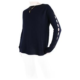 The row Pull en cachemire manches découpées marine - taille M Bleu Marine