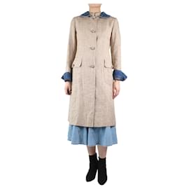 Dolce & Gabbana-Neutral linen blend long coat - size 12-Other