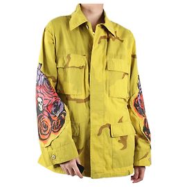R13 Chaqueta de camuflaje amarilla con estampado de calaveras rosas - talla M Amarillo