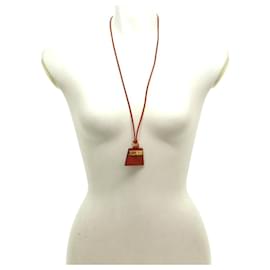 Hermes Orange Curiosite Horse Set Pendent Necklace