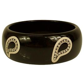 ETRO Pulseira feminina larga preta com strass Paisley Preto