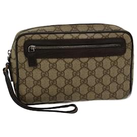 Gucci-GUCCI GG Canvas Clutch Bag PVC Leder Beige 73956 Auth yk7760-Beige