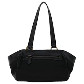 Prada-PRADA Hand Bag Nylon Leather Black Auth ki3155-Black