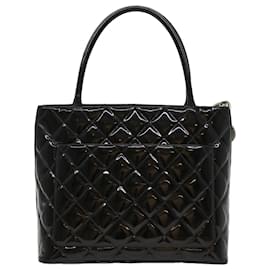 Chanel-CHANEL Tote Bag Patent leather Reprint Edition Black CC Auth am4745-Black