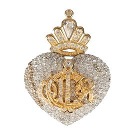 Christian Dior Boutique Herzbrosche Silber
