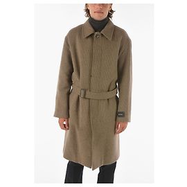 ERMENEGILDO ZEGNA ZZEGNA WOOL-BLEND CHESTERFIELD COAT WITH BELT Brown