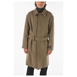 Ermenegildo Zegna-ERMENEGILDO ZEGNA ZZEGNA WOOL-BLEND CHESTERFIELD COAT WITH BELT-Brown