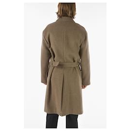 Ermenegildo Zegna-ERMENEGILDO ZEGNA ZZEGNA WOOL-BLEND CHESTERFIELD COAT WITH BELT-Brown