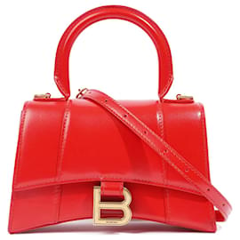 Balenciaga-Balenciaga Hourglass Bag Red Leather XS-Red