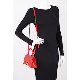 Balenciaga-Balenciaga Hourglass Bag Red Leather XS-Red