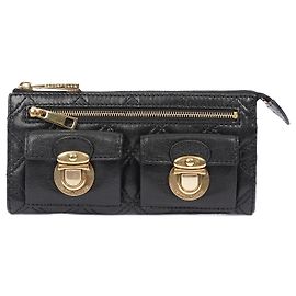 Marc Jacobs Zip Clutch Wallet Black Leather Black