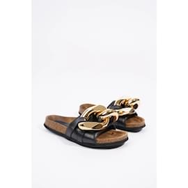 JW Anderson-JW Anderson Womens Chain / Embellished Leather Sandals Black / GOLD EU 36 / UK 3-Black