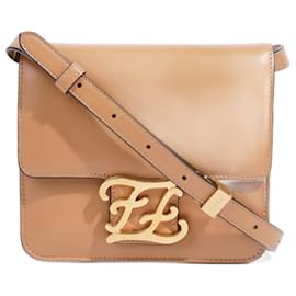 Fendi-Fendi Karligraphy Sac à bandoulière Cuir Tan-Camel