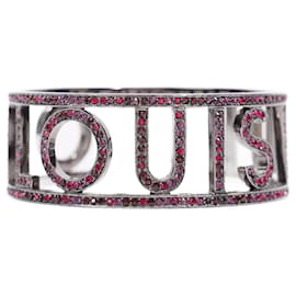 Louis Vuitton Silver Lockit Beads Bracelet, Silver and Black Polyester Cord Matte BLACK. Size NSA