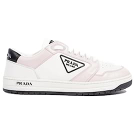 Prada-Prada Womens District Perforated Leather Sneaker White / pink / Black EU 37.5 / UK 4.5-Pink