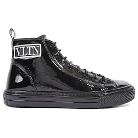 Valentino-Valentino Mens Patent High Top Black EU 41 / UK 7-Black