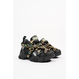 Gucci-Gucci Womens Flashtrek Black Gold EU 34.5 / UK 1.5-Black