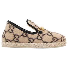 Gucci GG Wool Loafer Beige Black EU 34 / UK 1 Beige