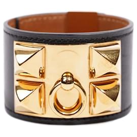 Hermès-Hermes Femme Collier De Chien Bracelet Noir Or T2-Noir