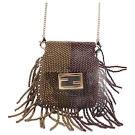 Fendi Spalmati Zucca Pochette Tobacco Fuchsia